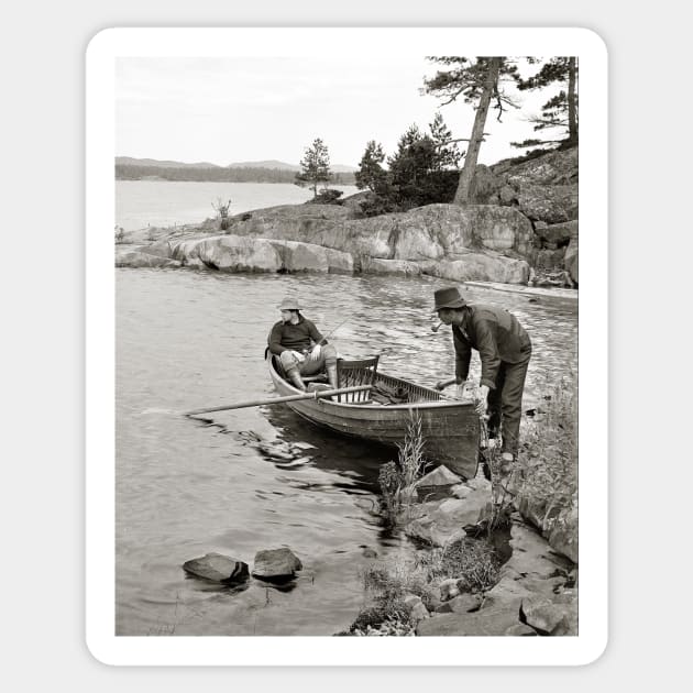 Whitefish Bay Fishing Trip, 1906. Vintage Photo Sticker by historyphoto